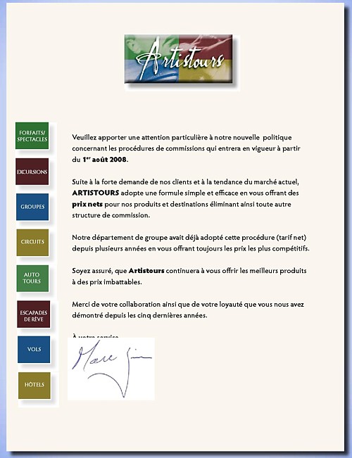 Artistours passe à la commission zero Artistours passe à la commission zero