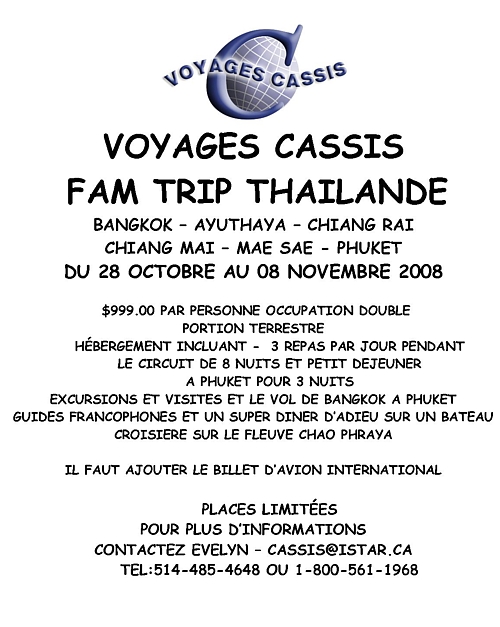 Voyages Cassis propose un éducotour en Thailande