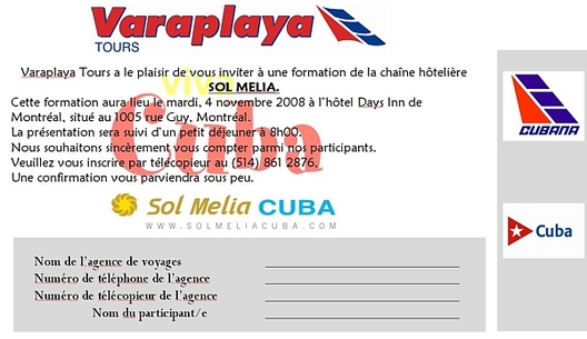 Varaplaya vous invite à un séminaire sur les établissements Sol Melia