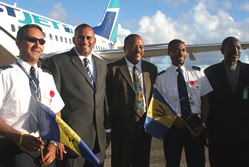 Accueil triomphal pour le vol de Westjet à la Barbade
