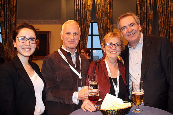 Sarah Justine Leduc-Villeneuve (chargée de projets Tourisme Montréal), Gilles Bengle (ancien responsable médias pour Tourisme Montréal), Louise Hébert (présidente de Guidatour) et Pierre Bellerose (Vice-président relations publiques, accueil, recherche et développement pour Tourisme Montréal)