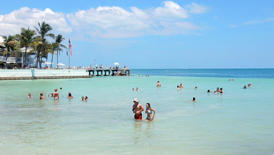La baignade à la petite plage de Key West : on est à 90 miles de Cuba!