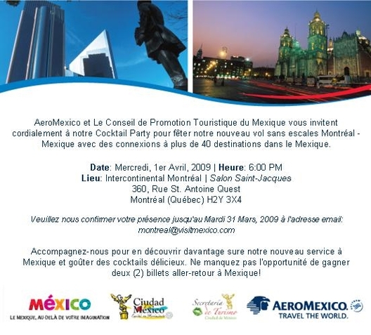 Aeromexico et le CPTM vous convient à un coktail demain soir 