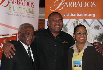 Edward Evelyn Greaves Haut Commissaire de la Barbade, Richard Sealy, ministre du tourisme de la Barbade et Cheryl Carter directrice principale développement des affaires du Bureau de Tourisme