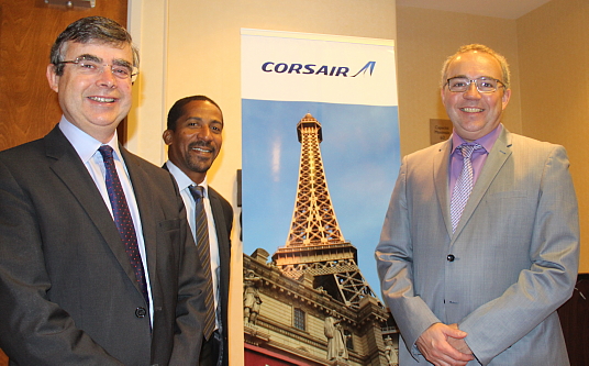 Antoine Huet, directeur général adjoint, affaires commerciales; Samuel Vivares, directeur régional Caraibes et Amériques;Thierry Briand, agent général pour le Canada