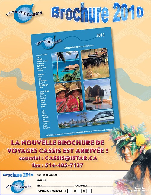 La nouvelle brochure de Voyages Cassis est maintenant disponible ! La nouvelle brochure de Voyages Cassis est maintenant disponible !