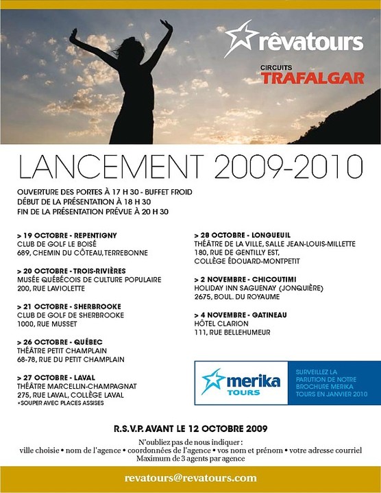 Horaire des lancements de produit de Rêvatours Horaire des lancements de produit de Rêvatours