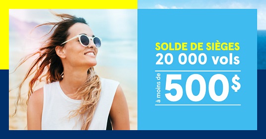 20 000 vols à moins de 500 $ avec Air Transat