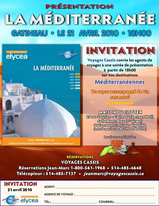 Voyages Cassis vous convie à une présentation à Gatineau Voyages Cassis vous convie à une présentation à Gatineau