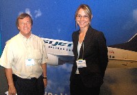 Louis Gosselin et Claude Hélène Faucher de Westjet, un des commanditaires du salon