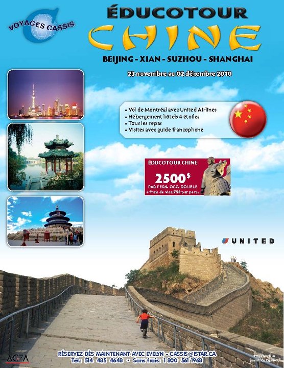 Voyages Cassis propose un éducotour en Chine Voyages Cassis propose un éducotour en Chine