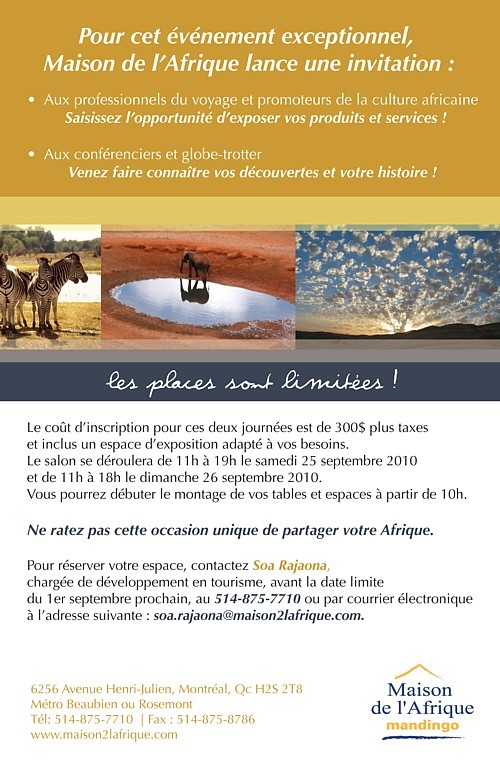 Destination Afrique: Un salon exceptionnel pour promouvoir vos services et votre expertise ! Destination Afrique: Un salon exceptionnel pour promouvoir vos services et votre expertise !