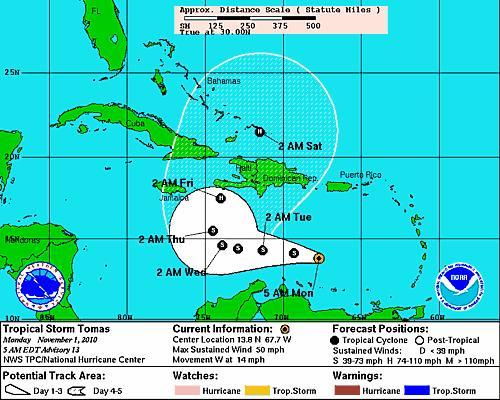 L'ouragan Tomas rétrogradé en tempête tropicale  L'ouragan Tomas rétrogradé en tempête tropicale