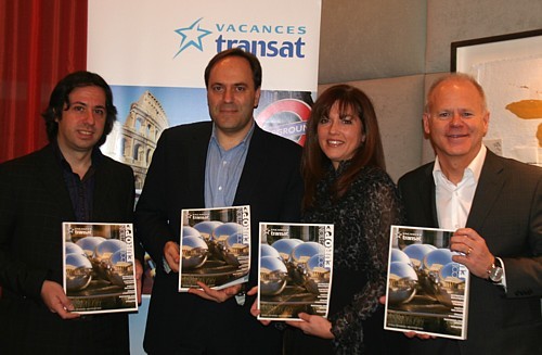 De g à droite: Luigi Iannello, directeur produits Europe, Michael DiLollo, président de Transat Tours Canada, Maryse Martel, directrice commerciale pour le Québec et Denis Codère, vice-président ventes et commercialisation Europe De g à droite: Luigi Iannello, directeur produits Europe, Michael DiLollo, président de Transat Tours Canada, Maryse Martel, directrice commerciale pour le Québec et Denis Codère, vice-président ventes et commercialisation Europe