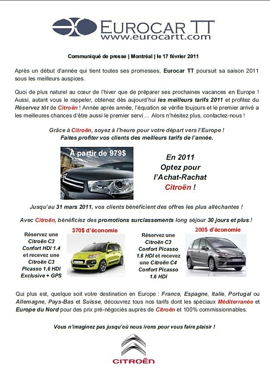 Des aubaines à saisir tout de suite chez Eurocar TT Des aubaines à saisir tout de suite chez Eurocar TT