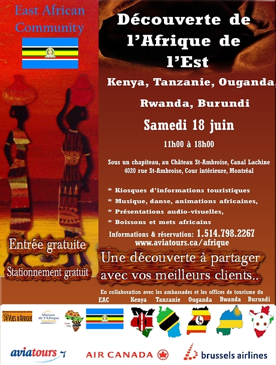 Aviatours et ses partenaires vous convient à une journée 'Découverte de l’Afrique de l’Est' Aviatours et ses partenaires vous convient à une journée 'Découverte de l’Afrique de l’Est'