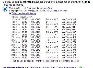 Google affiche désormais les horaires de vols