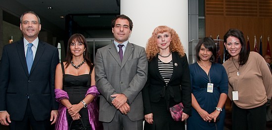 Luis Carranza-Cifuentes, ambassadeur du Guatemala auprès de l'OACI; Mariana Cerstellanos; Federico Urruela, Consul général; Myriam De la Roca;Estefania Piuera et Claudia Hernandez d'Aeromexico (photo: Loïc Pravaz)