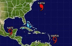 Les tempêtes tropicales Nate et Maria occasionnent du mauvais temps