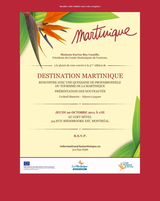 La Martinique convie les agents de voyages à une présentation le 20 octobre 