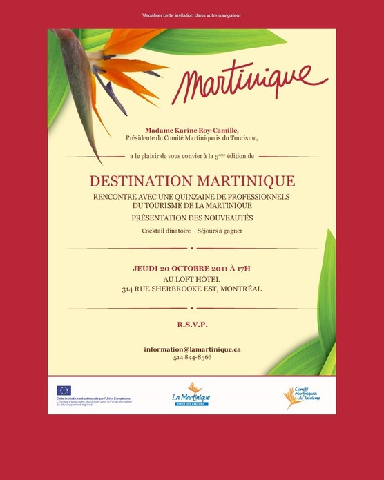 La Martinique convie les agents de voyages à une présentation le 20 octobre  La Martinique convie les agents de voyages à une présentation le 20 octobre
