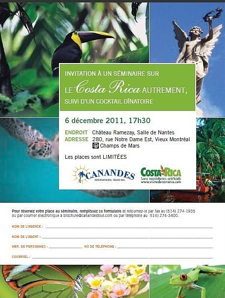 Canandes convie les agents de voyages à une présentation sur le Costa Rica