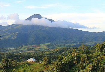 Le volcan de la Montagne Pelée domine la partie nord de l'ïle. Le volcan de la Montagne Pelée domine la partie nord de l'ïle.