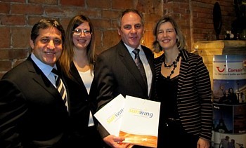 Sam Char , Stéphanie Bélanger, Guy Marchand et Marie-Josée Carrière du Groupe Sunwing au Québec Sam Char , Stéphanie Bélanger, Guy Marchand et Marie-Josée Carrière du Groupe Sunwing au Québec