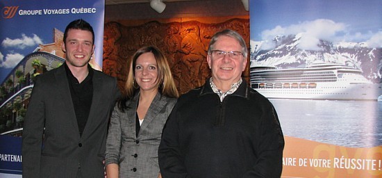 Laurent Plourde, v-p marketing; Julie Théberge ,coordonnatrice marketing et Jean Martel, directeur des ventes-agences de Groupe Voyage Québec Laurent Plourde, v-p marketing; Julie Théberge ,coordonnatrice marketing et Jean Martel, directeur des ventes-agences de Groupe Voyage Québec