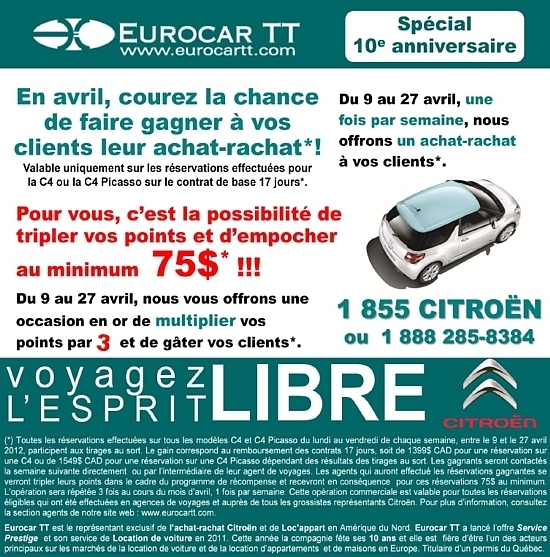 Promo 10e anniversaire d'EurocarTT: premiers gagnants