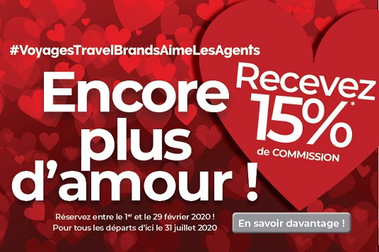 Voyages TravelBrands déclare son amour pour les agents avec cette offre pour la St-Valentin Voyages TravelBrands déclare son amour pour les agents avec cette offre pour la St-Valentin