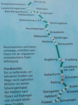 La Route romantique débute à Wurzburg (au nord) et se termine à Fussen, au pied des Alpes bavaroises.