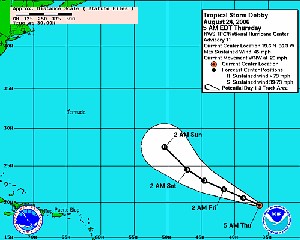 La tempête tropicale Debby s'essouffle dans l'Atlantique alors que des nuages s'amoncellent dans les Antilles