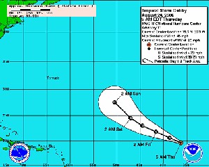 La tempête tropicale Debby s'essouffle dans l'Atlantique alors que des nuages s'amoncellent dans les Antilles La tempête tropicale Debby s'essouffle dans l'Atlantique alors que des nuages s'amoncellent dans les Antilles
