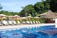 La piscine de l'hôtel Villa Mercedes, à Palenque. La piscine de l'hôtel Villa Mercedes, à Palenque.
