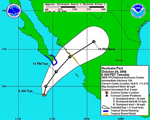 Côte Ouest du Mexique: l'ouragan Paul faiblit Côte Ouest du Mexique: l'ouragan Paul faiblit