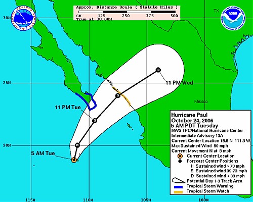 Côte Ouest du Mexique: l'ouragan Paul faiblit