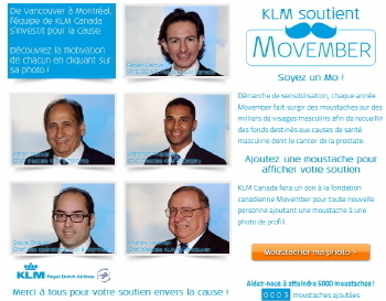 Moustaches réelles ou virtuelles : KLM apporte son soutien à la cause MOVEMBER Moustaches réelles ou virtuelles : KLM apporte son soutien à la cause MOVEMBER