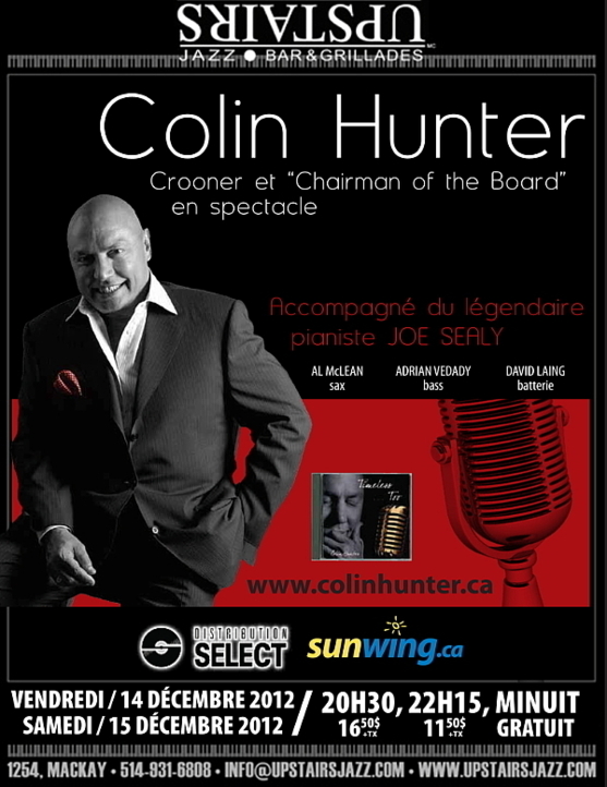 Colin Hunter en spectacle à Montréal les 14 et 15 décembre