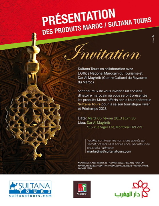 Sultana Tours convie les agents à une présentation sur le Maroc  Sultana Tours convie les agents à une présentation sur le Maroc