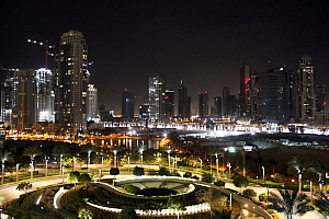 Le nouveau centre-ville de Dubai, vu de la tour El Khalifa.