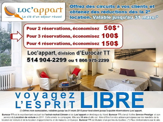 Loc'appart lance une nouvelle promotion spéciale circuits Loc'appart lance une nouvelle promotion spéciale circuits