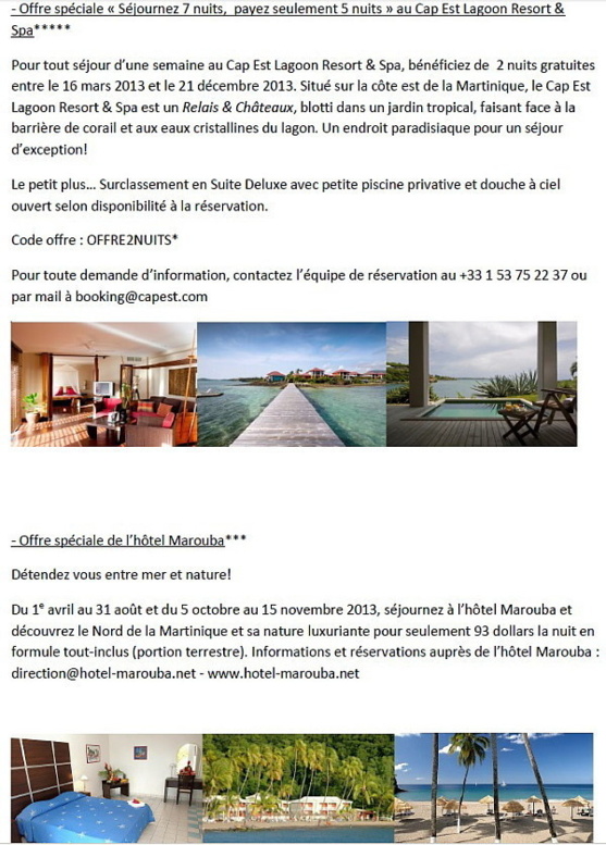 Découvrez les dernières offres spéciales pour des séjours de rêve en Martinique! Découvrez les dernières offres spéciales pour des séjours de rêve en Martinique!