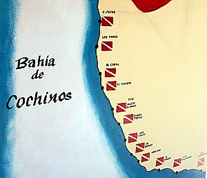 De nombreux sites de plongée se trouvent le long de la baie de Cochons
