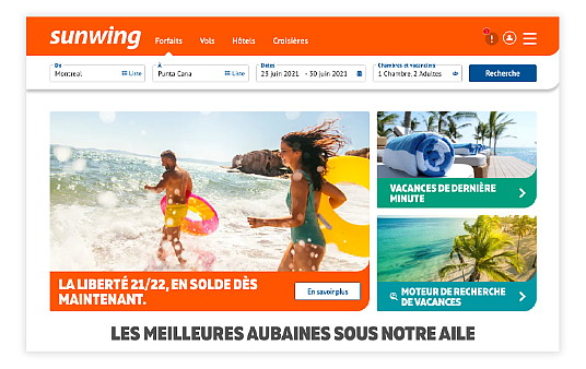 Sunwing lance une nouvelle version de son site Web dans le cadre de sa transformation numérique en cours Sunwing lance une nouvelle version de son site Web dans le cadre de sa transformation numérique en cours