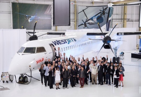 Bombardier livre un premier avion de ligne Q400 NextGen à WestJet Bombardier livre un premier avion de ligne Q400 NextGen à WestJet