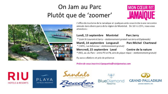 La Jamaïque vous convie à des rencontres 'ON JAM AU PARC' La Jamaïque vous convie à des rencontres 'ON JAM AU PARC'
