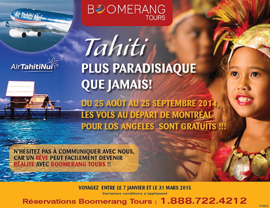 Promotion de Boomerang Tours sur Tahiti