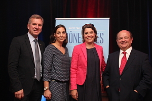 Marc Béchet, directeur général du Comité régional du Tourisme Rhône-Alpes, Olivia Poncy, chargée de marché pour l’Amérique du nord, Armelle  Tardy-Joubert, directrice Atout France au Canada  et Jean Besson, sénateur de la région Rhône-Alpes.