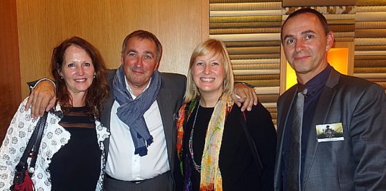 Nadine Droulans, chargée de communication et responsable du bureau de Wallonie-Bruxelles Tourisme à Québec; Frédéric Roy directeur ventes et mktg de Waterloo 1815-2015; Natacha Vandenberghe, directrice de l'office du Tourisme de Mons et Étienne Claude, directeur général de l'asbl Bataille de Waterloo 1815.